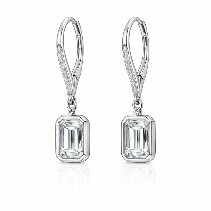 Paige 3.45 Cts Octagon Shape White Moissanite Dangle Earring in 925 Platinum Plated