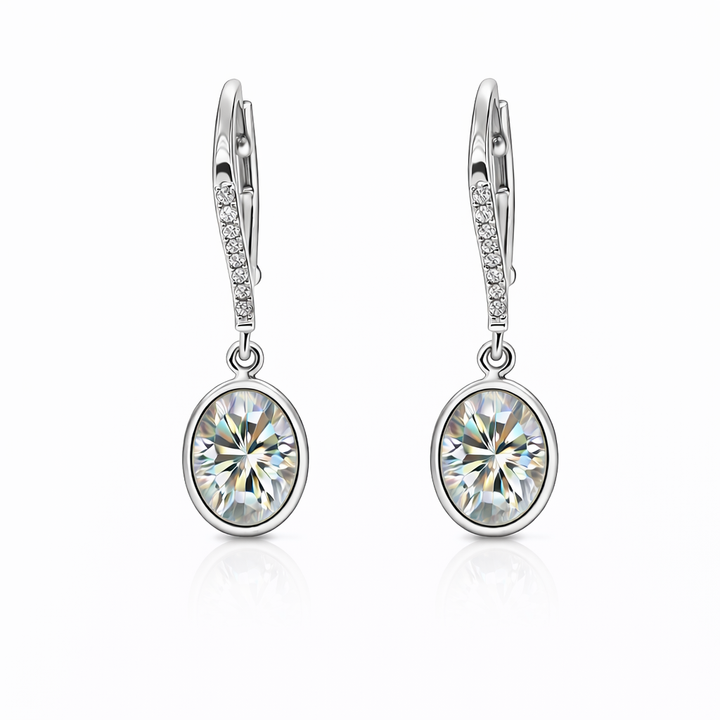 Paige 4.00 Cts Oval Shape White Moissanite Dangle Earring in 925 Platinum Plated