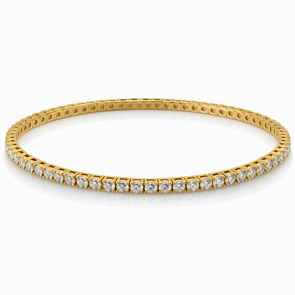 5.60 DEW Moissanite Flex Bangle in 925 Yellow Gold Plated