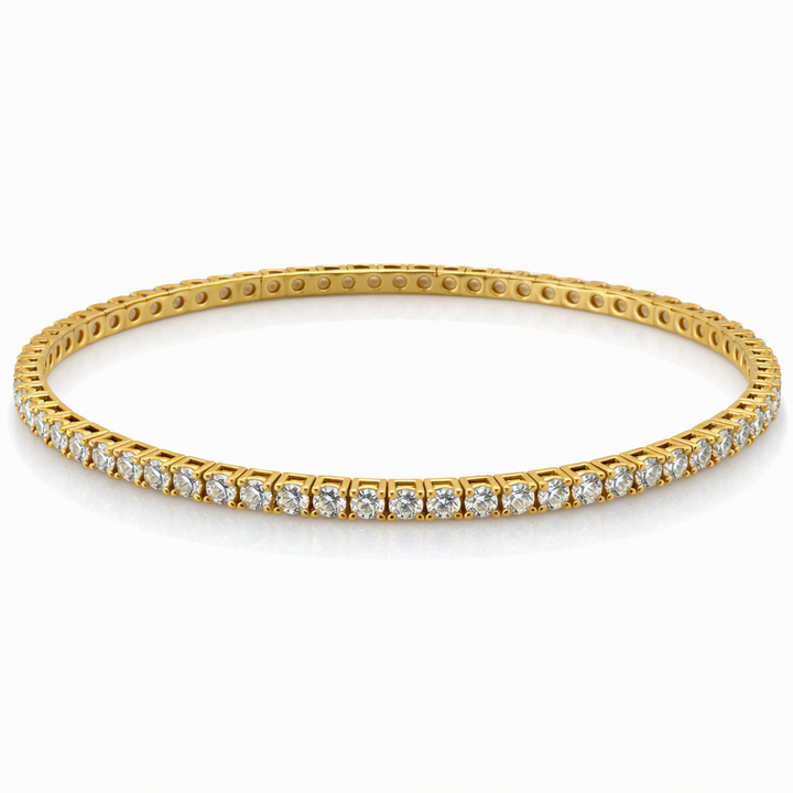 5.60 DEW Moissanite Flex Bangle in 925 Yellow Gold Plated