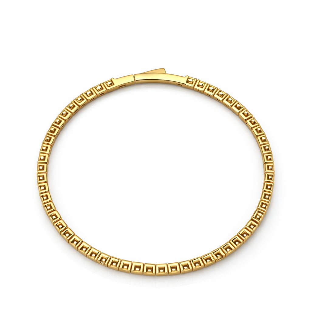 5.60 DEW Moissanite Flex Bangle in 925 Yellow Gold Plated