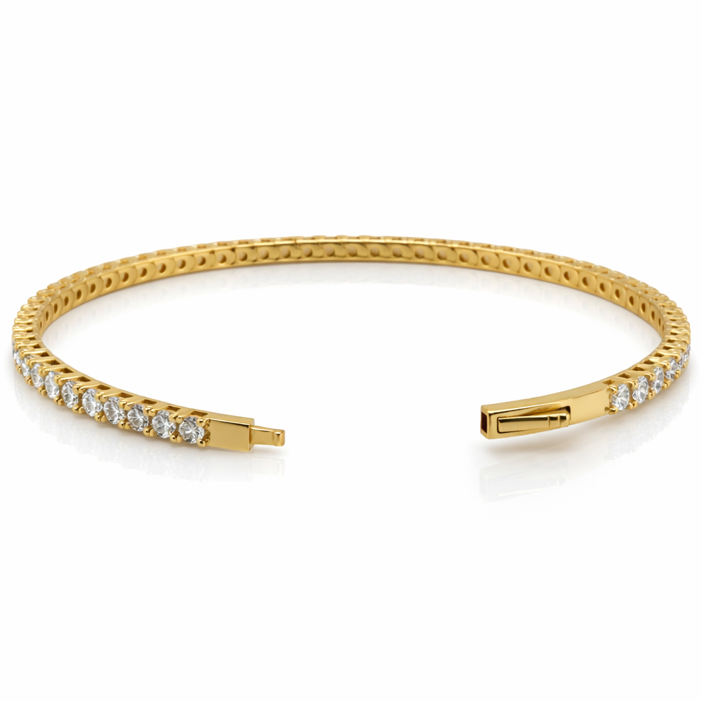 5.60 DEW Moissanite Flex Bangle in 925 Yellow Gold Plated