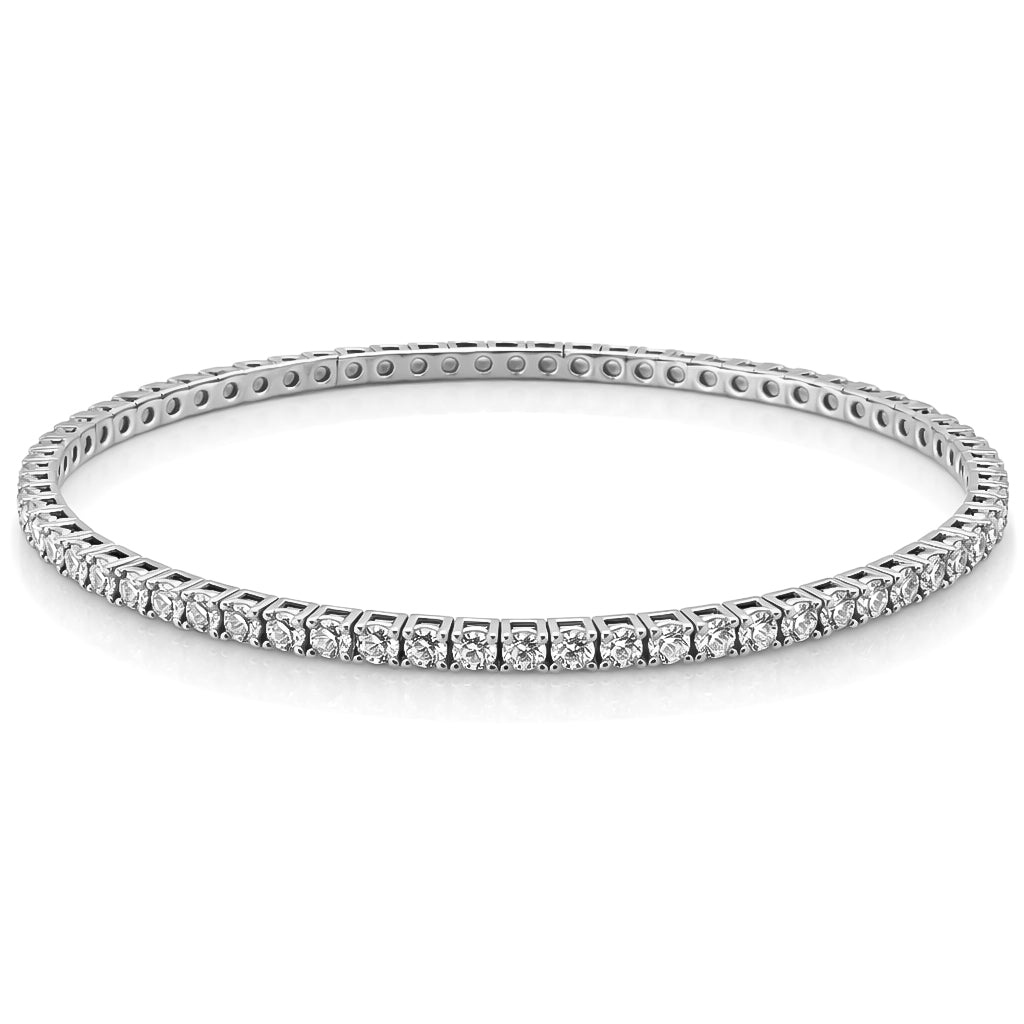 5.60 DEW Moissanite Flex Bangle in 925 Platinum Plated