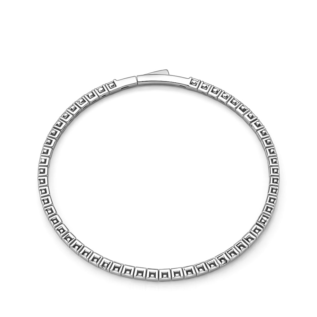 5.60 DEW Moissanite Flex Bangle in 925 Platinum Plated