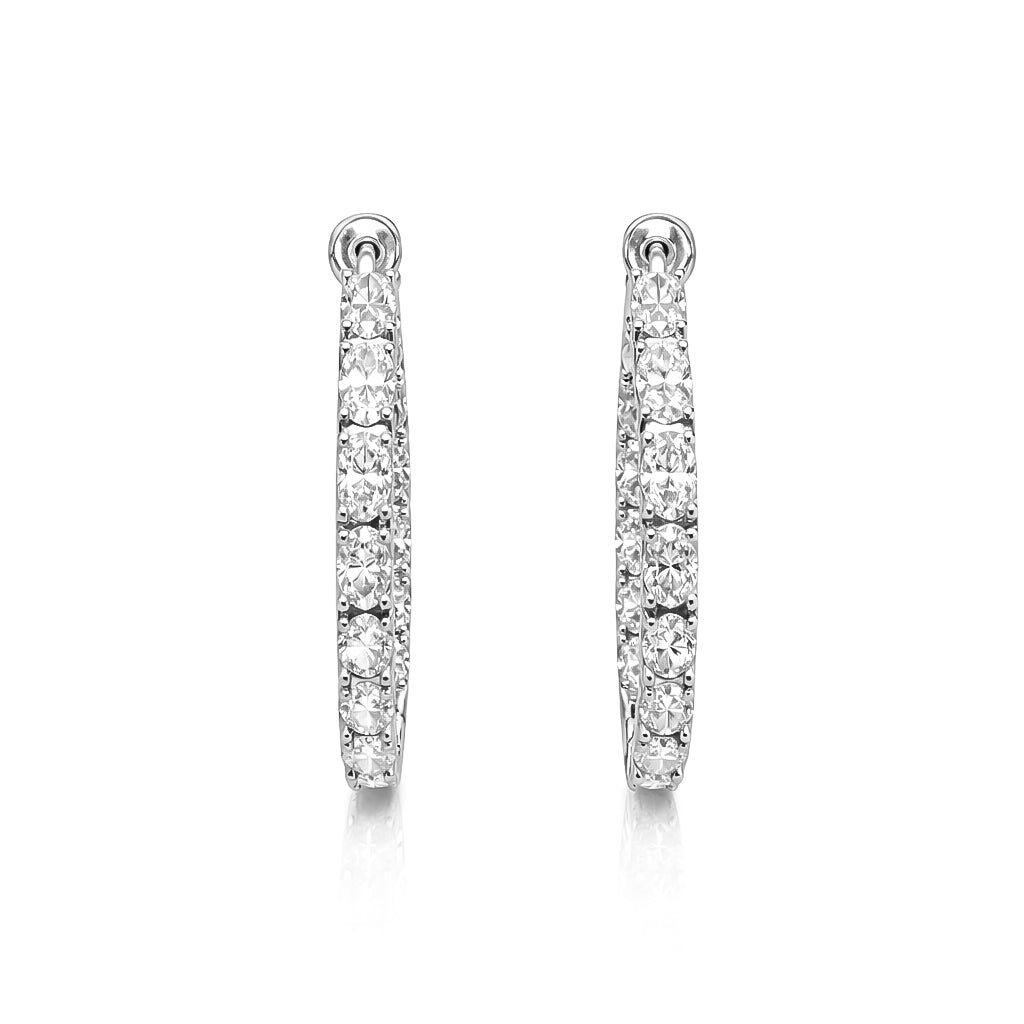7.33 DEW Moissanite Hoop Earring in 925 Platinum Plated