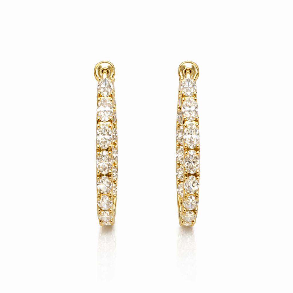 7.33 DEW Moissanite Hoop Earring in 925 Yellow Gold Plated