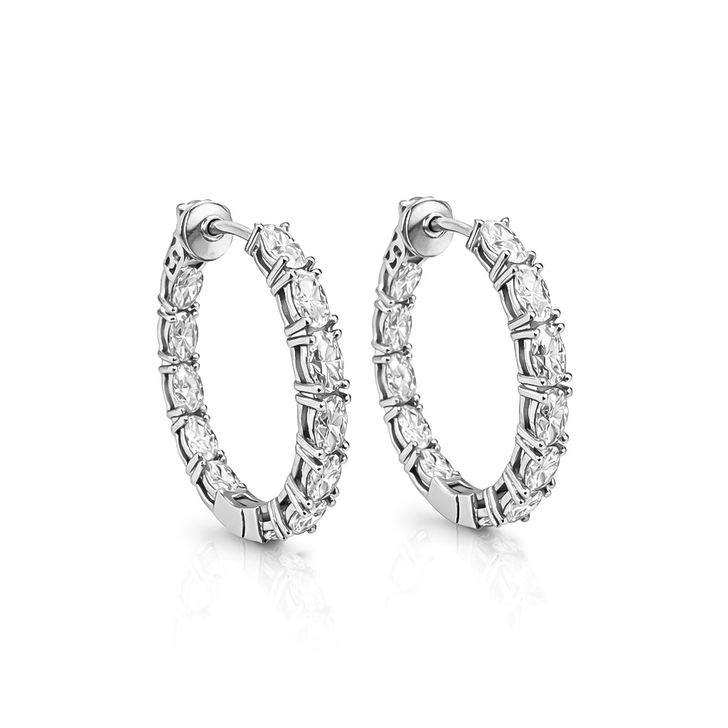 7.33 DEW Moissanite Hoop Earring in 925 Platinum Plated