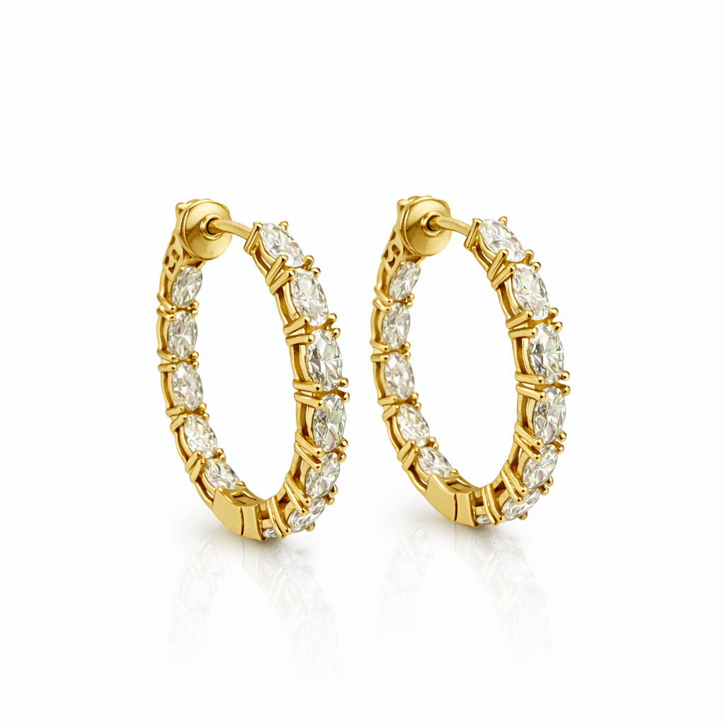 7.33 DEW Moissanite Hoop Earring in 925 Yellow Gold Plated