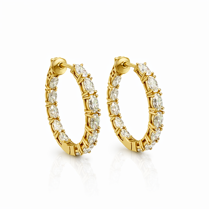 7.33 DEW Moissanite Hoop Earring in 925 Yellow Gold Plated