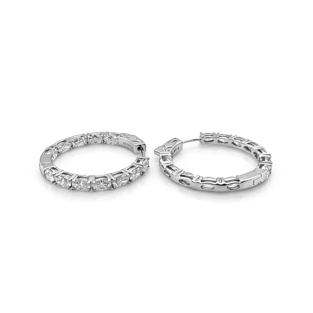 7.33 DEW Moissanite Hoop Earring in 925 Platinum Plated