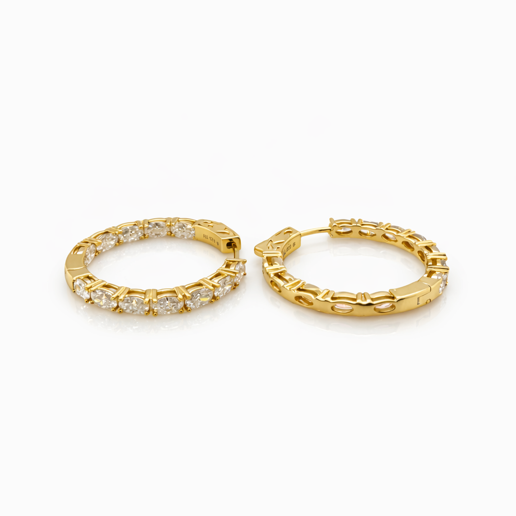 7.33 DEW Moissanite Hoop Earring in 925 Yellow Gold Plated