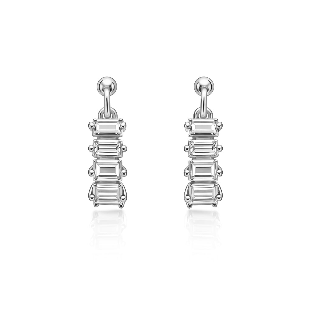 3.58 DEW Moissanite Hoop Earring in 925 Platinum Plated