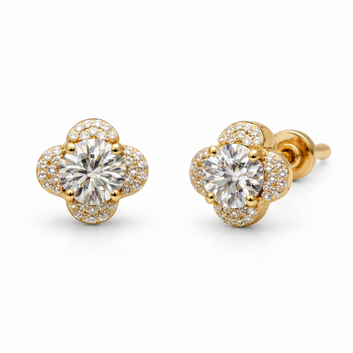 2.90 DEW Moissanite Earring in 925 Yellow Gold Plated