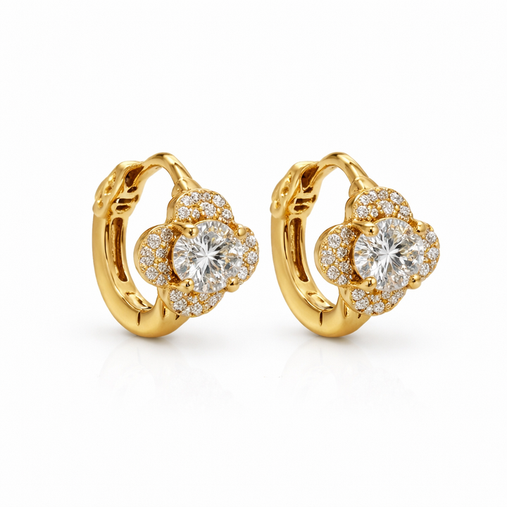 2.90 DEW Moissanite Earring in 925 Yellow Gold Plated