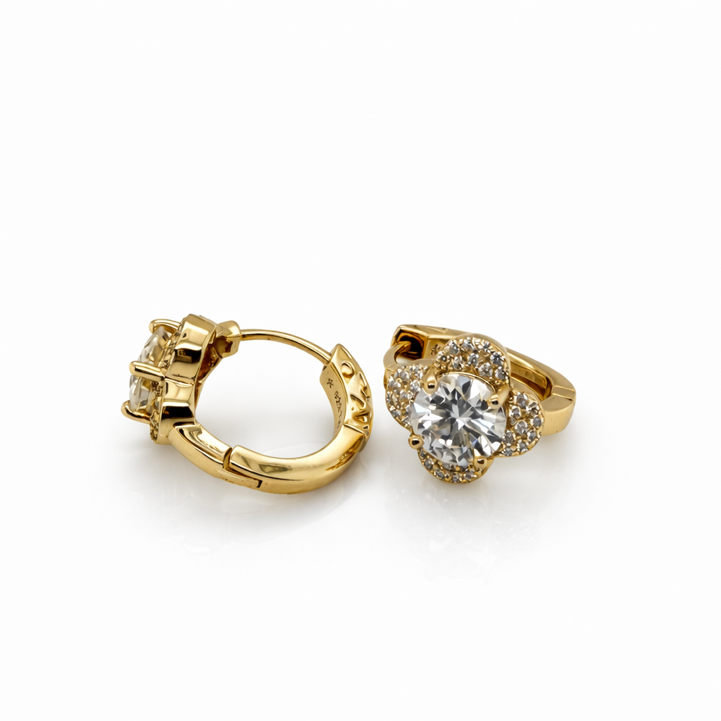 2.90 DEW Moissanite Earring in 925 Yellow Gold Plated