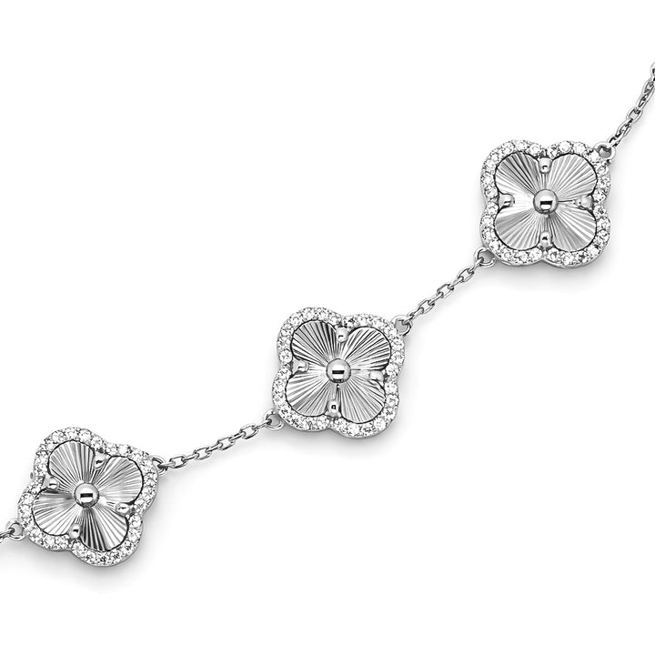 0.33 DEW Moissanite Clover Bracelet in 925 Platinum Plated