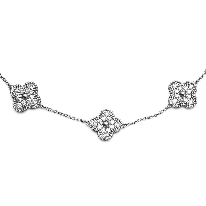 6.38 DEW Moissanite Clover Necklace in 925 Platinum Plated