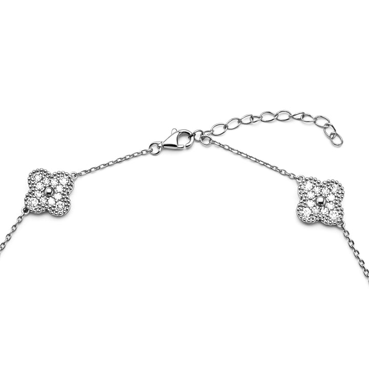 6.38 DEW Moissanite Clover Necklace in 925 Platinum Plated