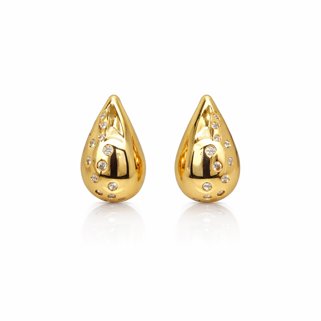 0.50 DEW Moissanite Abstract Earring in 925 Yellow Gold Plated
