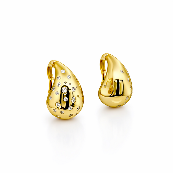 0.50 DEW Moissanite Abstract Earring in 925 Yellow Gold Plated