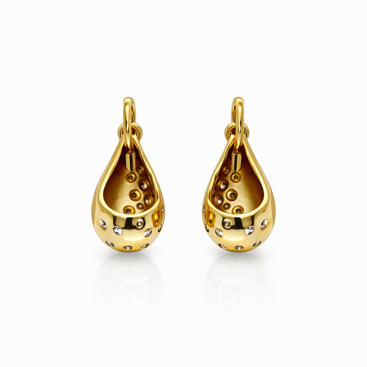 0.50 DEW Moissanite Abstract Earring in 925 Yellow Gold Plated