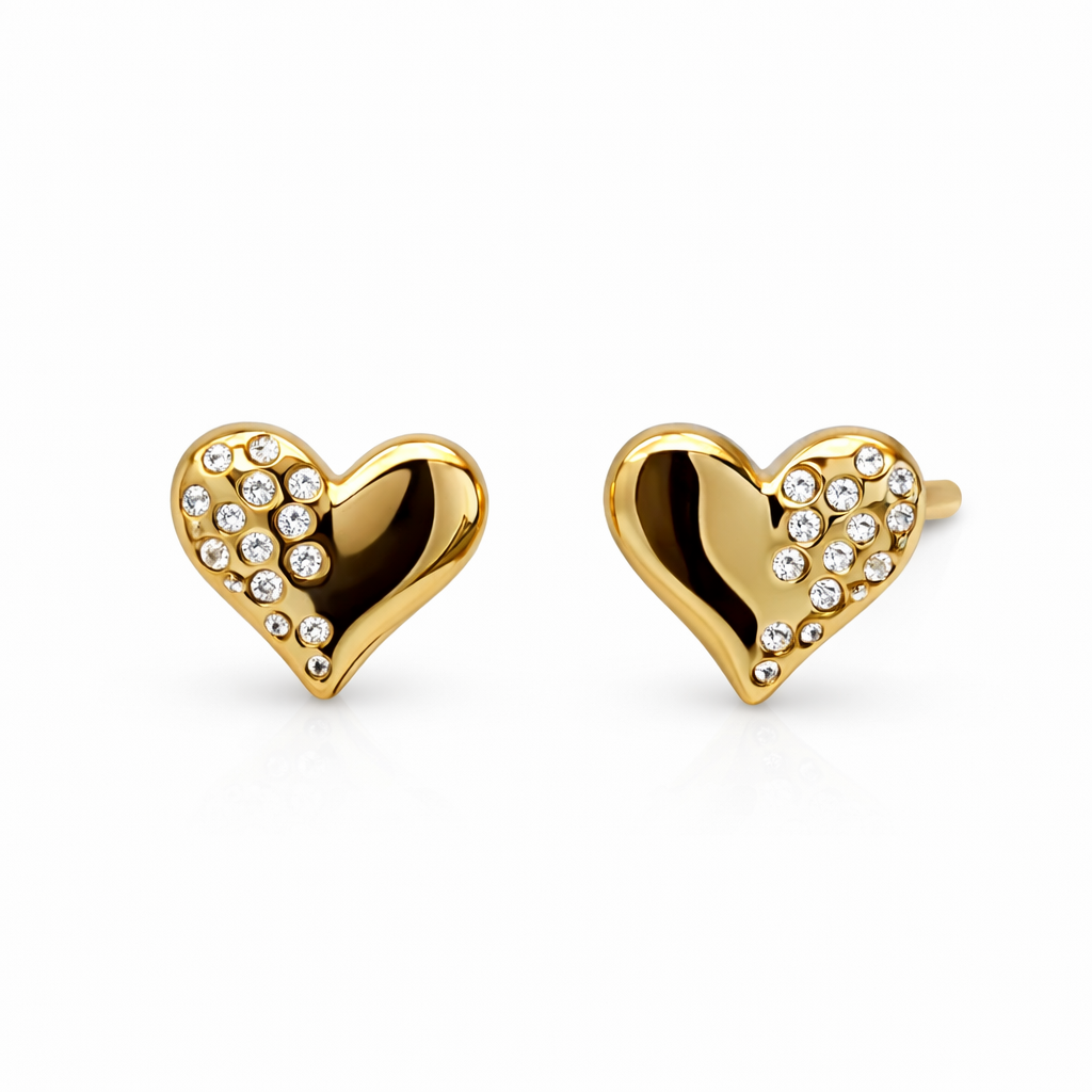 0.30 DEW Moissanite Heart Earring in 925 Yellow Gold Plated