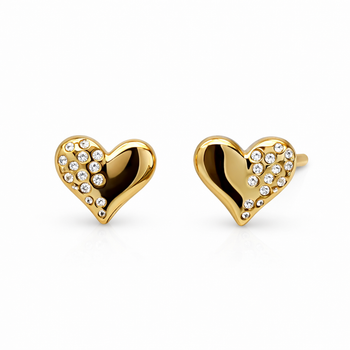 0.30 DEW Moissanite Heart Earring in 925 Yellow Gold Plated