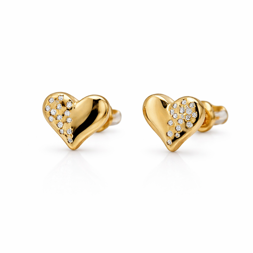 0.30 DEW Moissanite Heart Earring in 925 Yellow Gold Plated