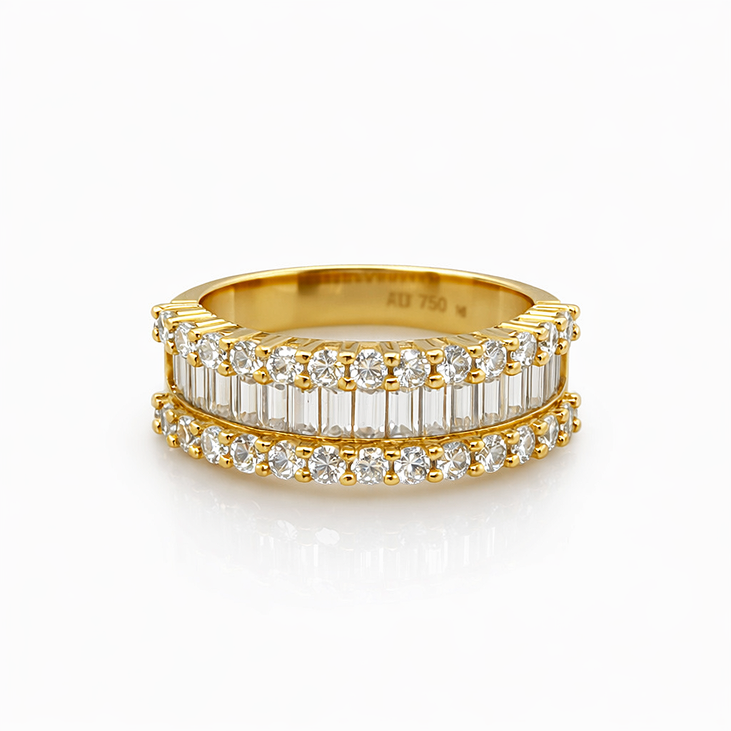 2.49 DEW Moissanite Ring in 925 Yellow Gold Plated