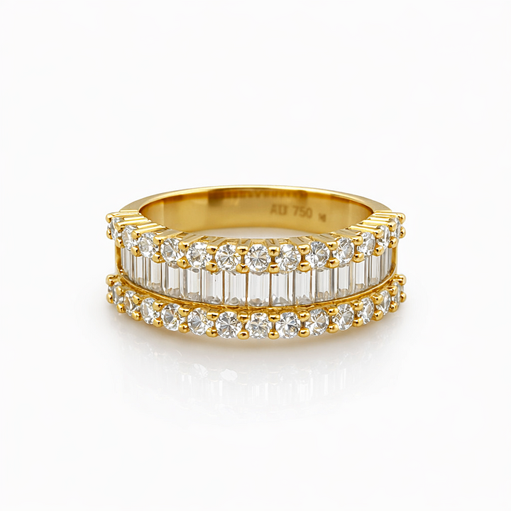 2.49 DEW Moissanite Ring in 925 Yellow Gold Plated