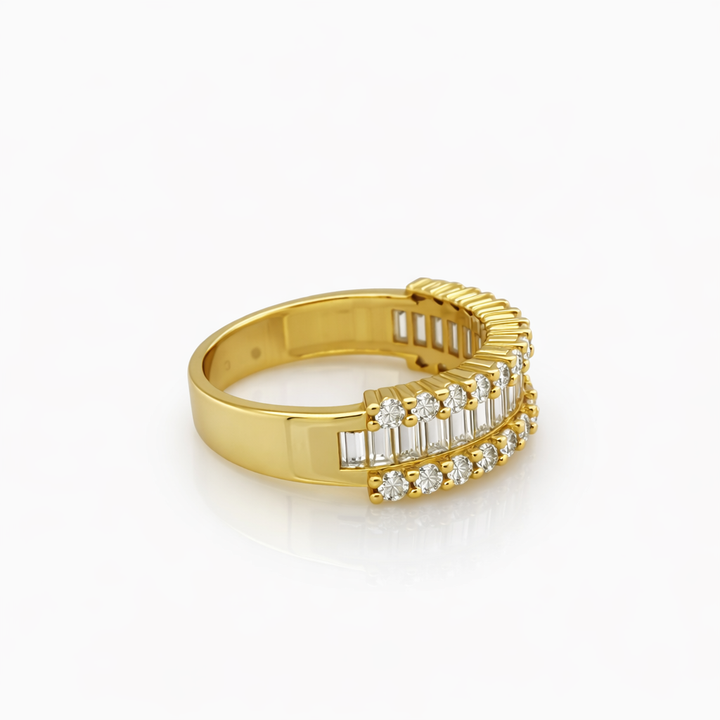 2.49 DEW Moissanite Ring in 925 Yellow Gold Plated