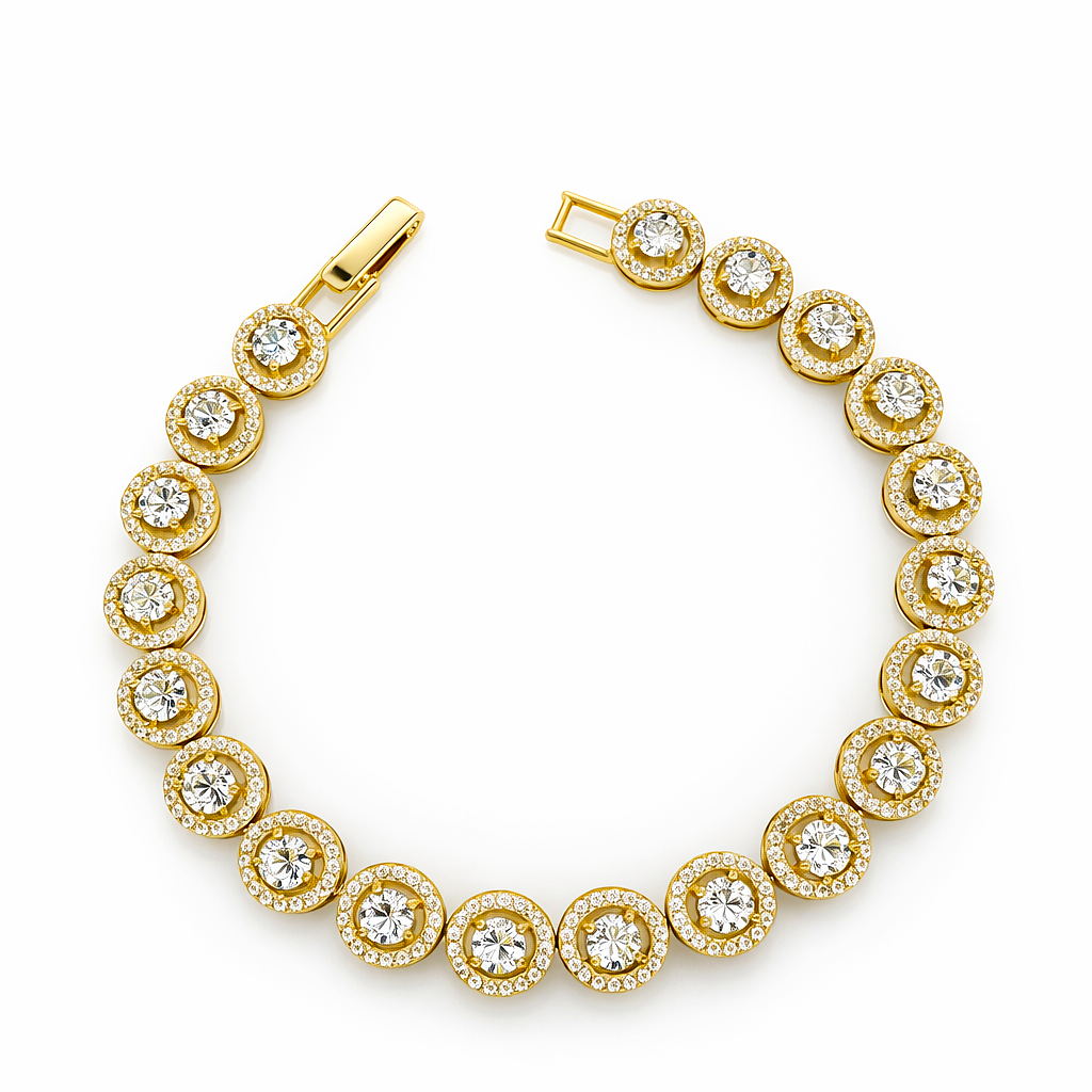 8.97 DEW Moissanite Tennis Bracelet in 925 Yellow Gold Plated