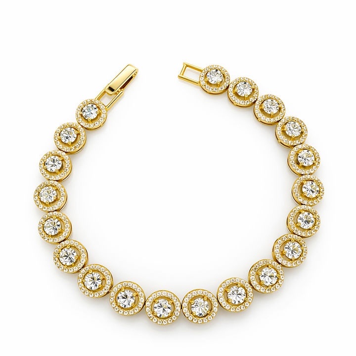 8.97 DEW Moissanite Tennis Bracelet in 925 Yellow Gold Plated