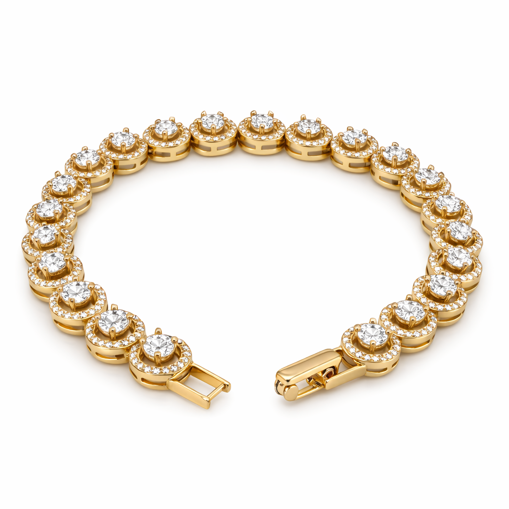 8.97 DEW Moissanite Tennis Bracelet in 925 Yellow Gold Plated