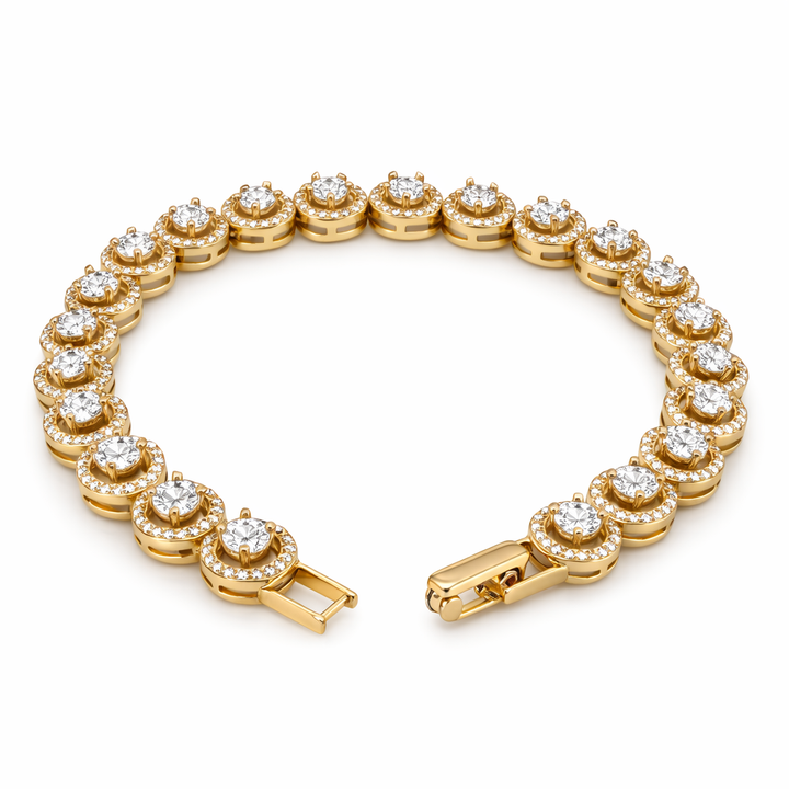 8.97 DEW Moissanite Tennis Bracelet in 925 Yellow Gold Plated