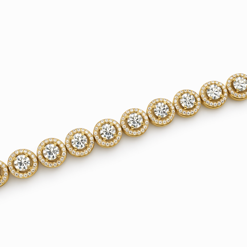 8.97 DEW Moissanite Tennis Bracelet in 925 Yellow Gold Plated