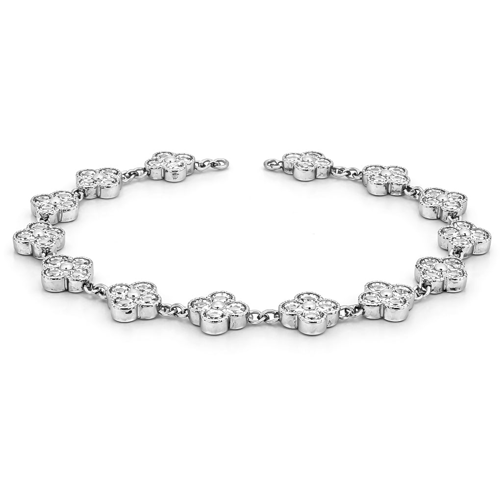 6.40 DEW Moissanite Clover Bracelet in 925 Platinum Plated