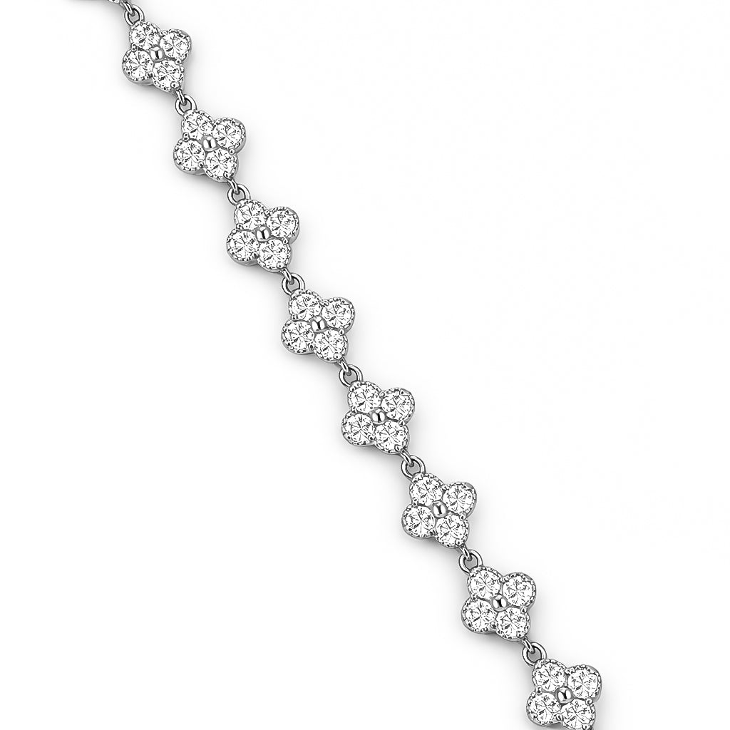 6.40 DEW Moissanite Clover Bracelet in 925 Platinum Plated