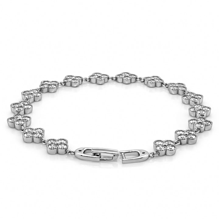 6.40 DEW Moissanite Clover Bracelet in 925 Platinum Plated