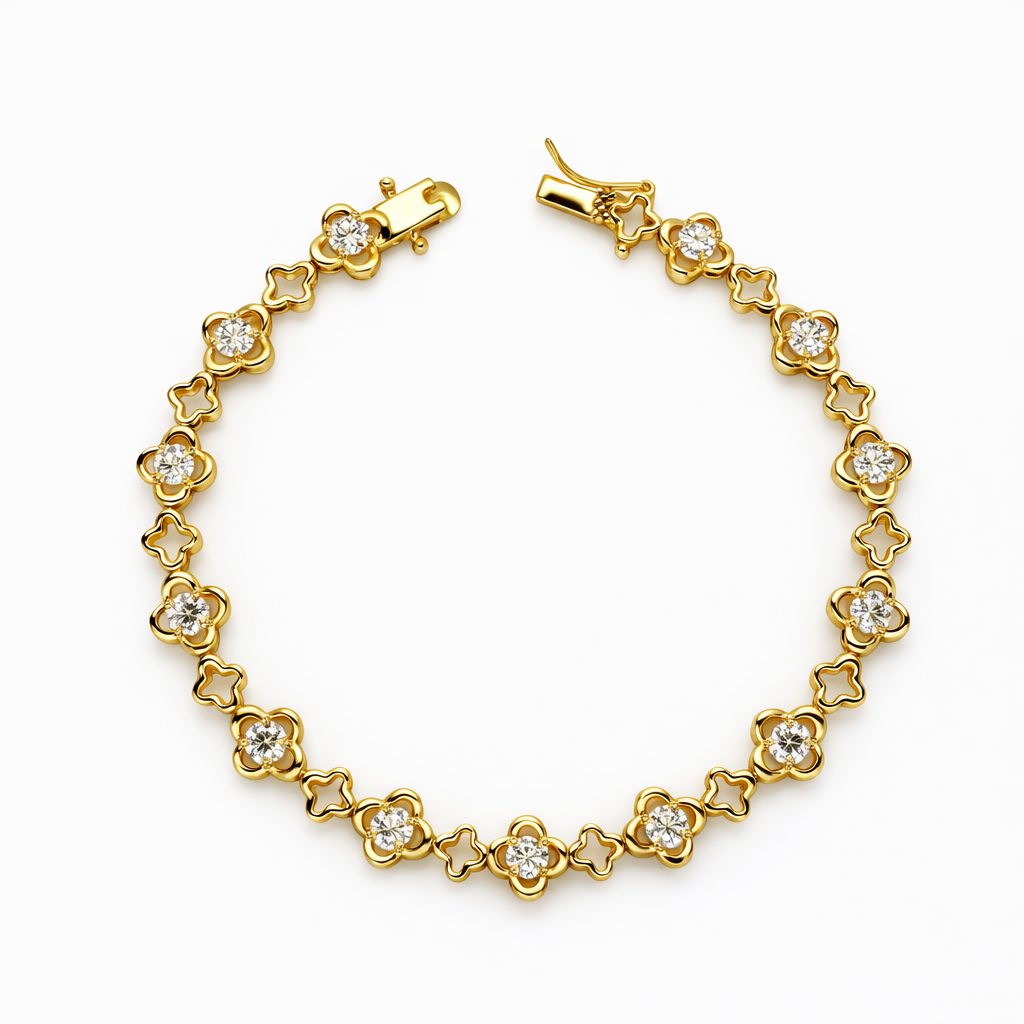 3.90 DEW Moissanite Bracelet in 925 Yellow Gold Plated
