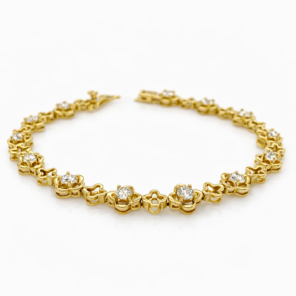 3.90 DEW Moissanite Bracelet in 925 Yellow Gold Plated