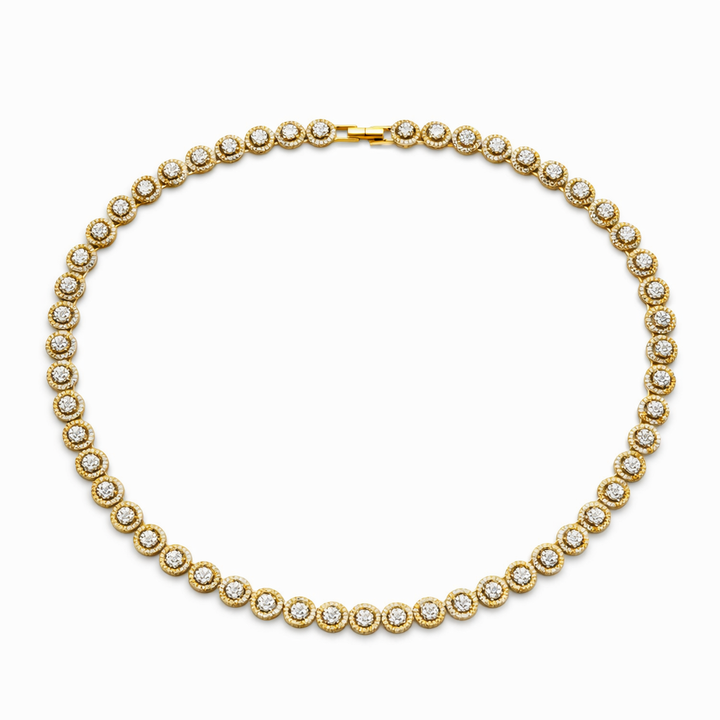 23.25 DEW Moissanite Tennis Necklace in 925 Yellow Gold Plated