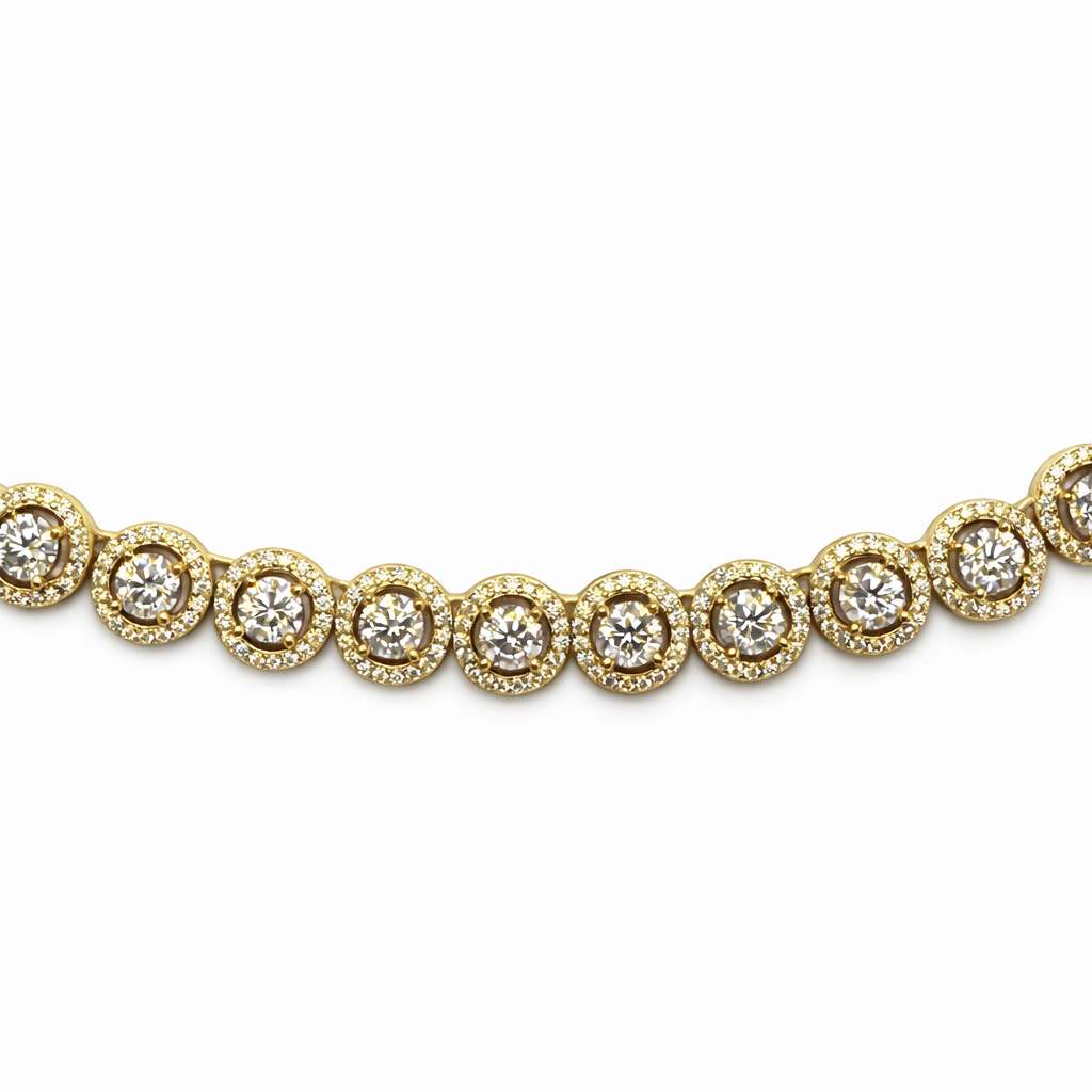 23.25 DEW Moissanite Tennis Necklace in 925 Yellow Gold Plated