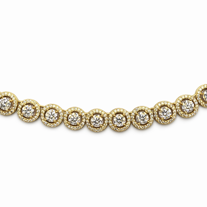23.25 DEW Moissanite Tennis Necklace in 925 Yellow Gold Plated