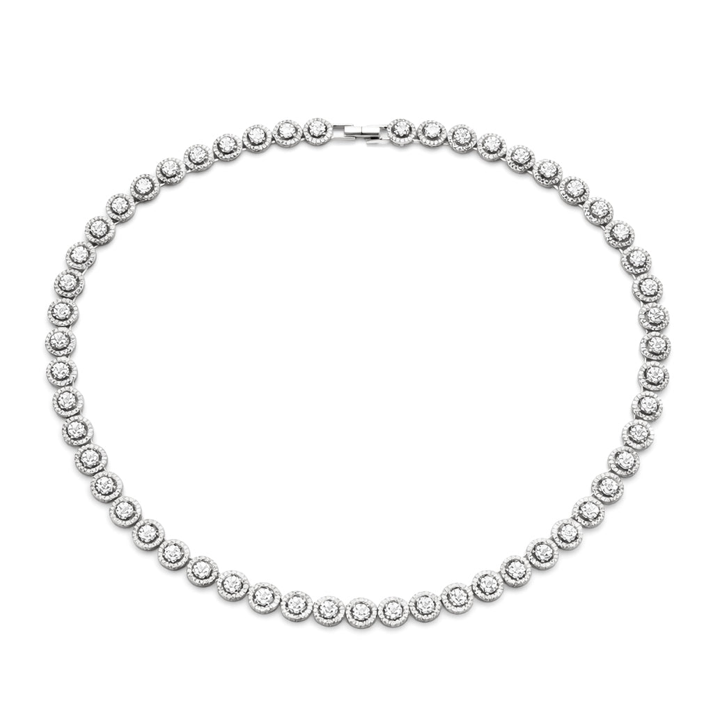 23.25 DEW Moissanite Tennis Necklace in 925 Platinum Plated