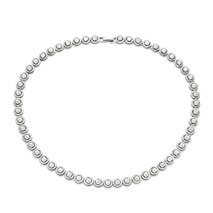 23.25 DEW Moissanite Tennis Necklace in 925 Platinum Plated