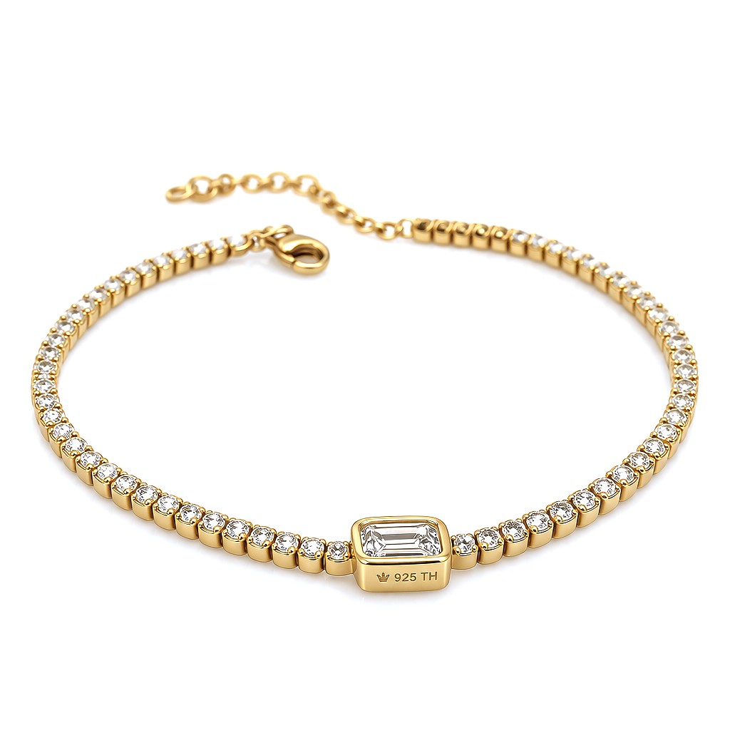 4.13 DEW Moissanite Tennis Bracelet in 925 Yellow Gold Plated