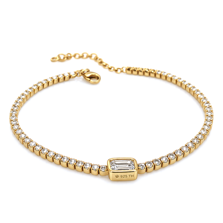 4.13 DEW Moissanite Tennis Bracelet in 925 Yellow Gold Plated