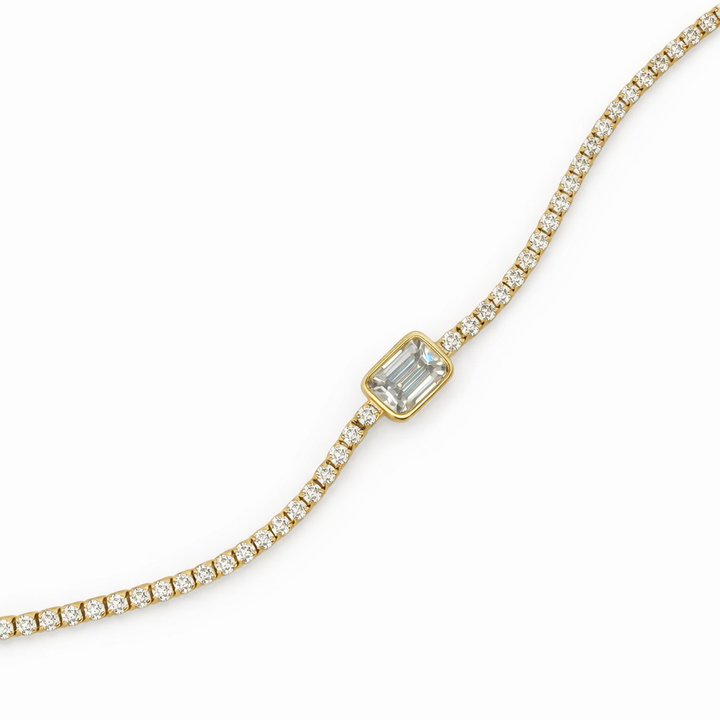 4.13 DEW Moissanite Tennis Bracelet in 925 Yellow Gold Plated