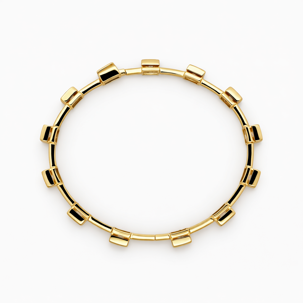 9.67 DEW Moissanite Station Bangle in 925 Yellow Gold Plated